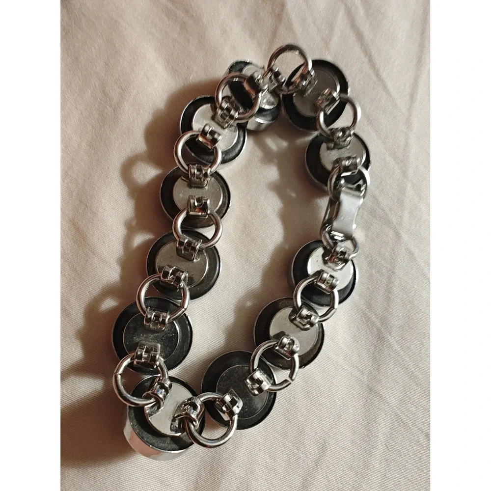 Bracelet Typewriter Key Vintage Style Black Silver Link 6.5 Inch